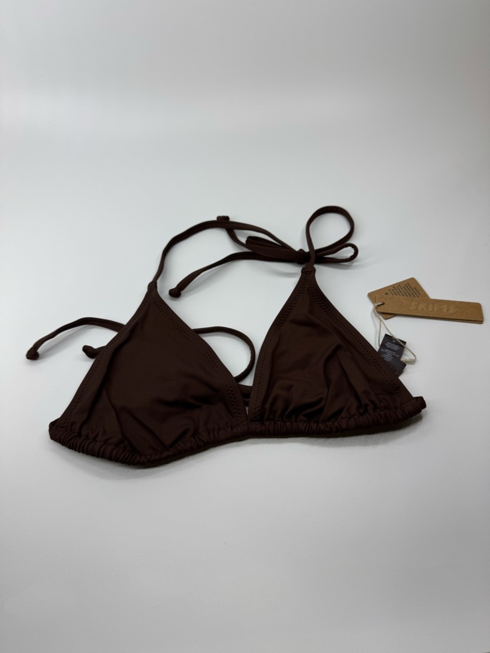 Skims Recycled Swim Triangle Top NWT Cocoa Medium